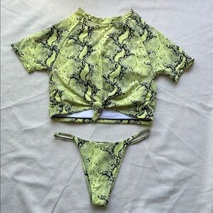 Snake Print Bikini Set with Built-in Padding on Top Medium